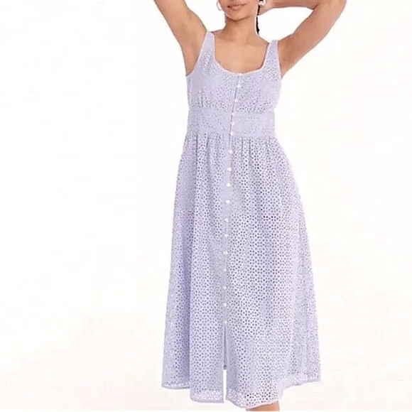 J. Crew Button-front eyelet dress in Peri Shadow Size 6 - Picture 11 of 14